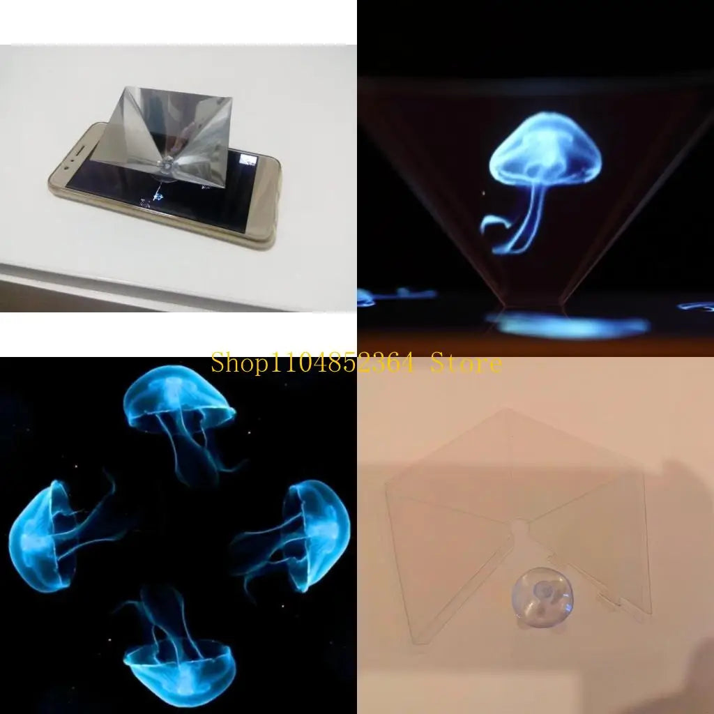 Smartphone Projecteur d'hologramme 3D Images à 360 degrés Supports projecteur 3D Projecteur py-ramide N'importe quel smartphone