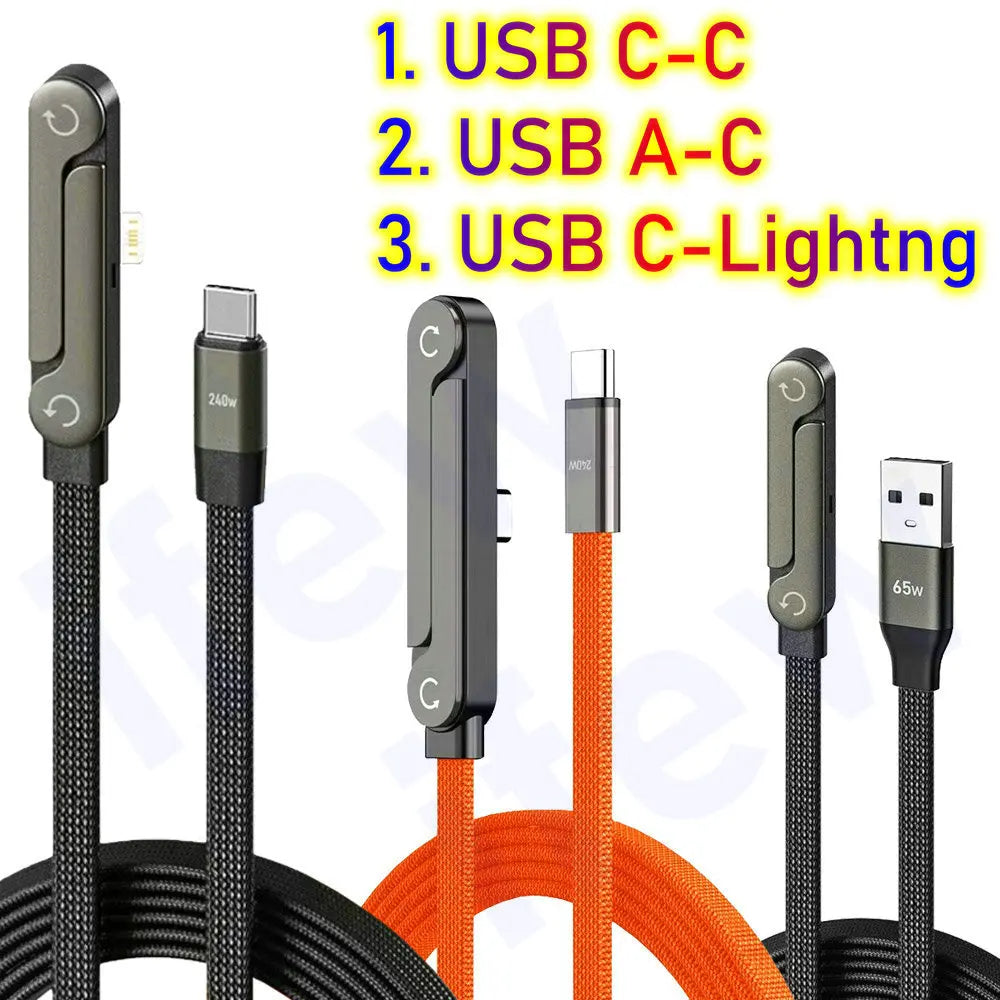 Câble USB-C 2M Pliable + Adaptateur 6A