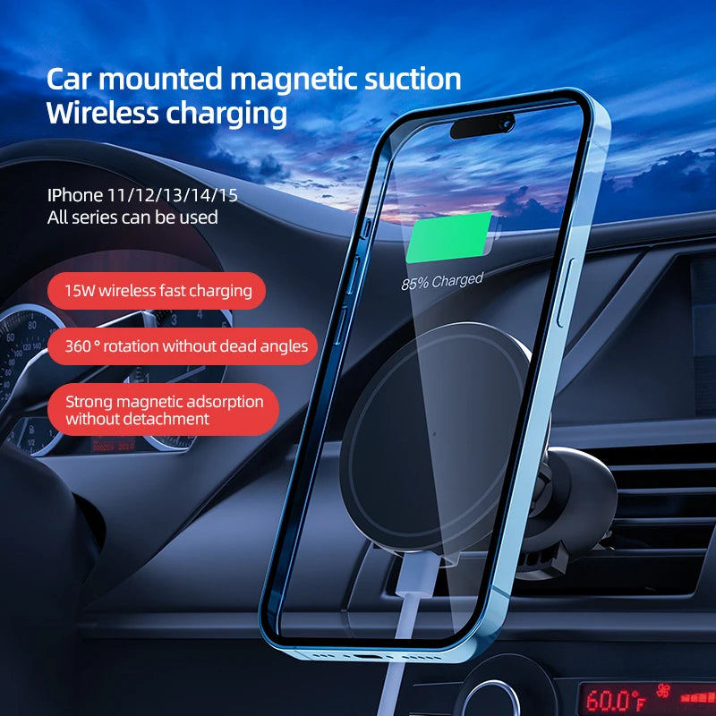 VIKEFON – chargeur magnétique sans fil pour voiture, pour iPhone 12 13 14 15 pro max, support de téléphone pour grille d'aération, charge rapide pour voiture