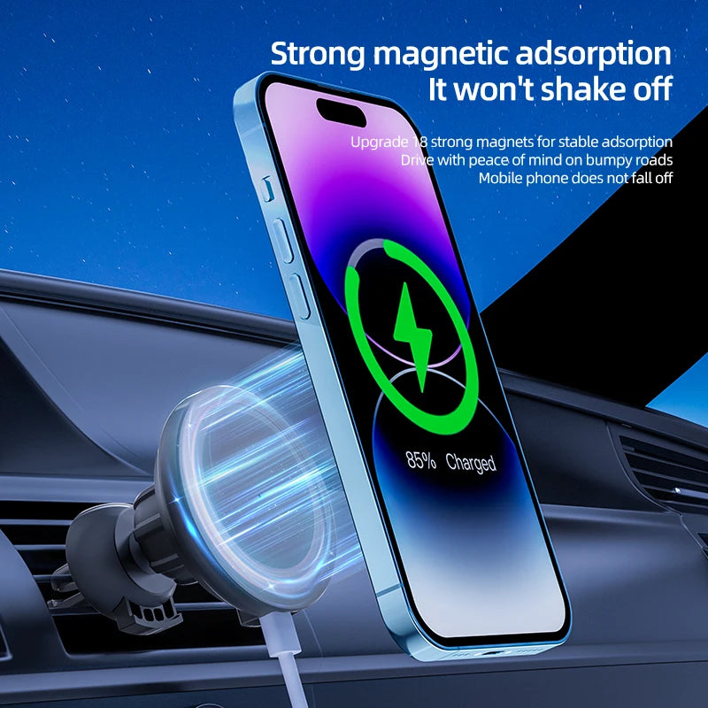 VIKEFON – chargeur magnétique sans fil pour voiture, pour iPhone 12 13 14 15 pro max, support de téléphone pour grille d'aération, charge rapide pour voiture