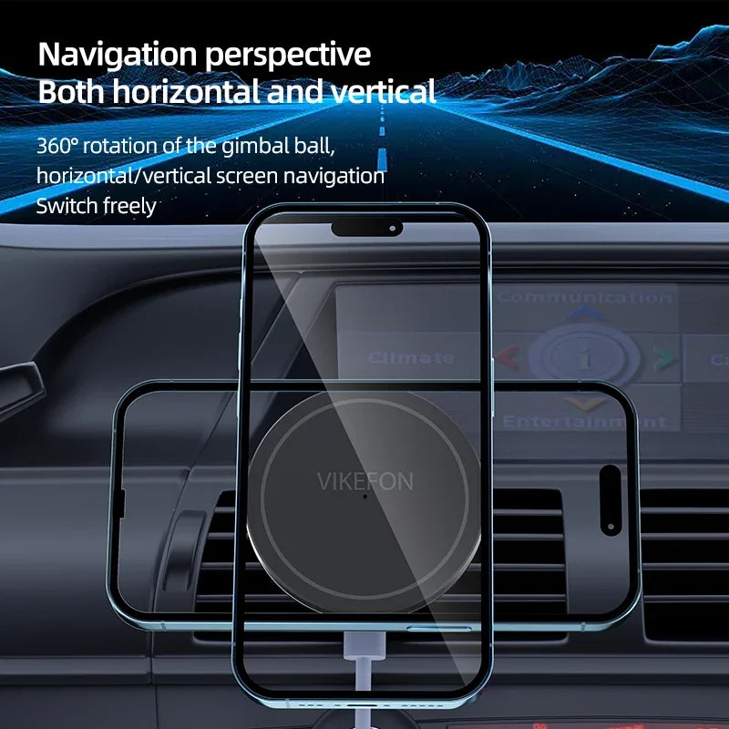 VIKEFON – chargeur magnétique sans fil pour voiture, pour iPhone 12 13 14 15 pro max, support de téléphone pour grille d'aération, charge rapide pour voiture