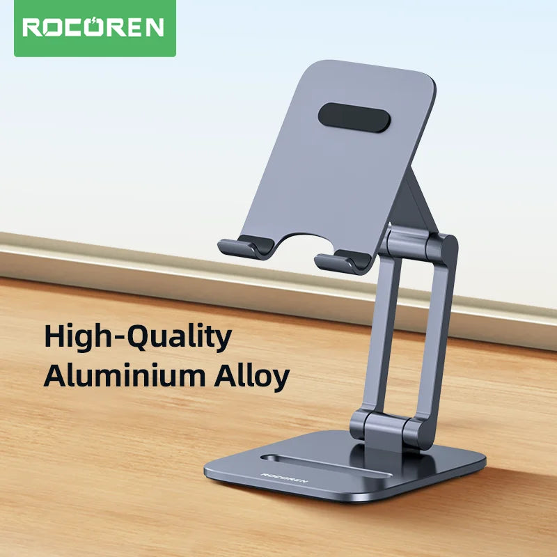 Rocoren Support de téléphone bureau Support de téléphone portable pliable en métal Support de tablette Support pour iPhone 14 13 iPad Pro Air Support universel