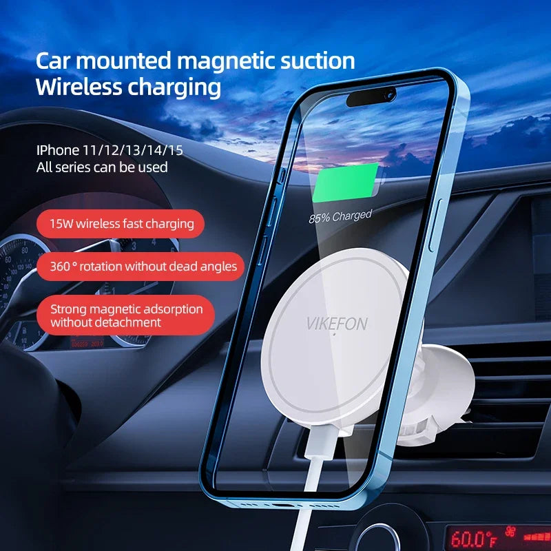 VIKEFON – chargeur magnétique sans fil pour voiture, pour iPhone 12 13 14 15 pro max, support de téléphone pour grille d'aération, charge rapide pour voiture