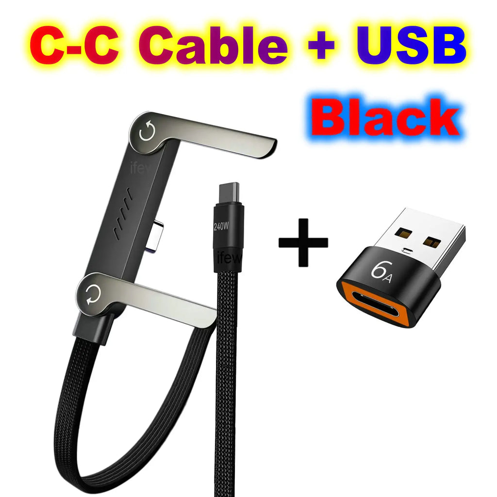 Câble USB-C 2M Pliable + Adaptateur 6A