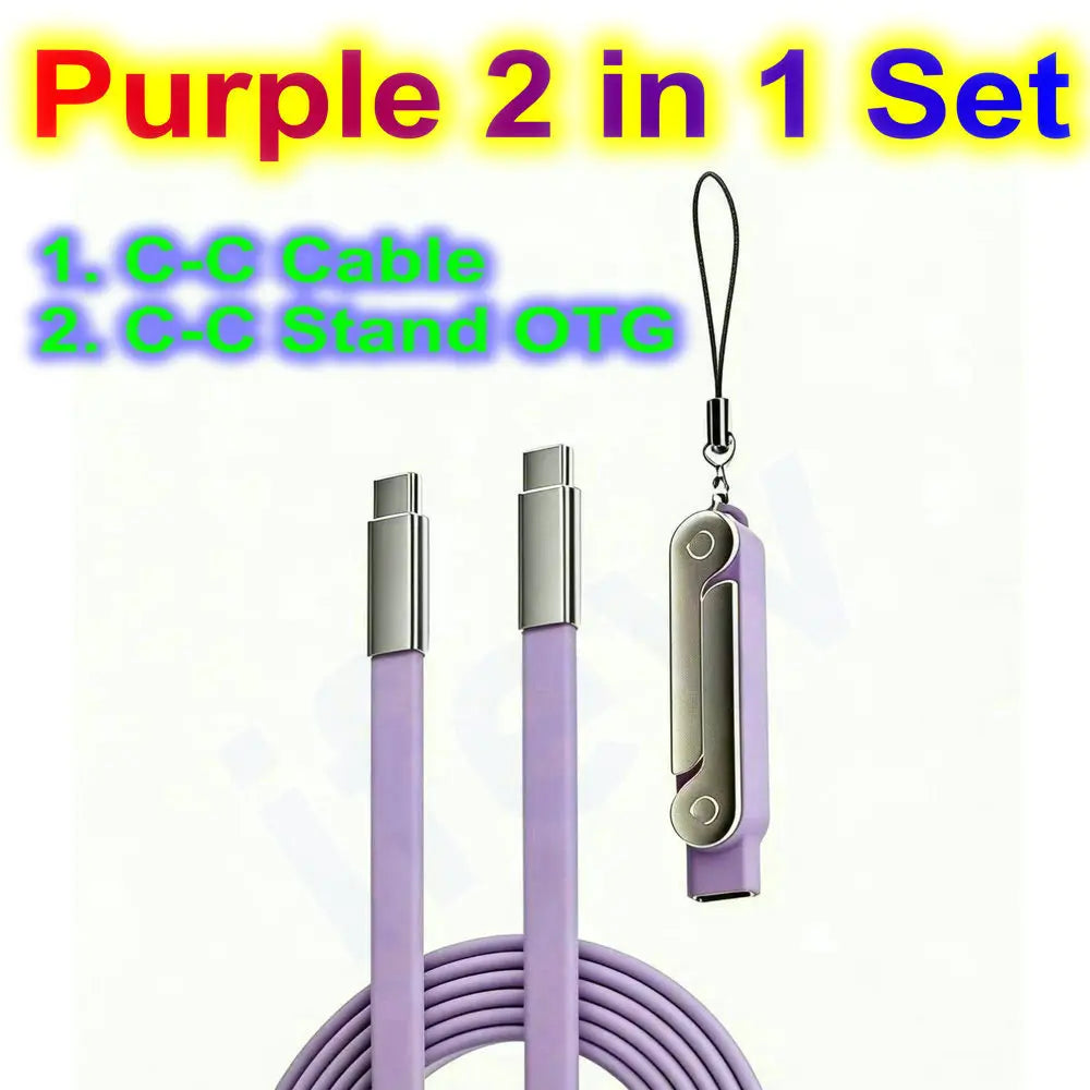 Câble USB-C 2M Pliable + Adaptateur 6A