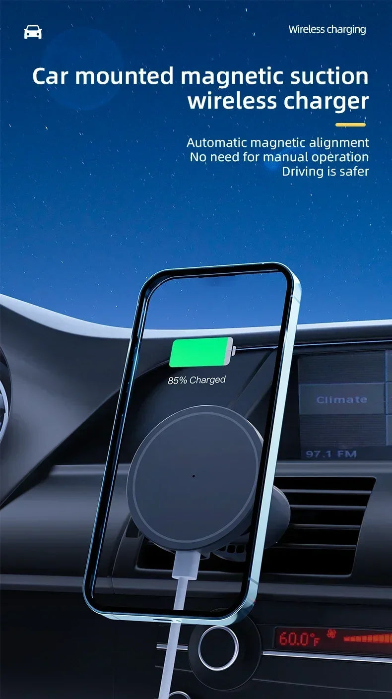 VIKEFON – chargeur magnétique sans fil pour voiture, pour iPhone 12 13 14 15 pro max, support de téléphone pour grille d'aération, charge rapide pour voiture
