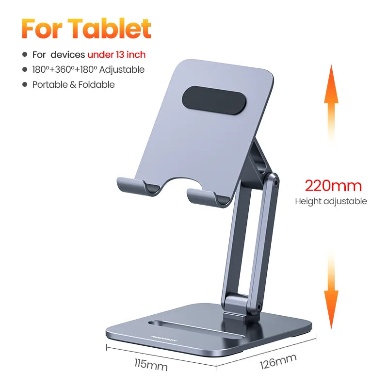 Rocoren Support de téléphone bureau Support de téléphone portable pliable en métal Support de tablette Support pour iPhone 14 13 iPad Pro Air Support universel