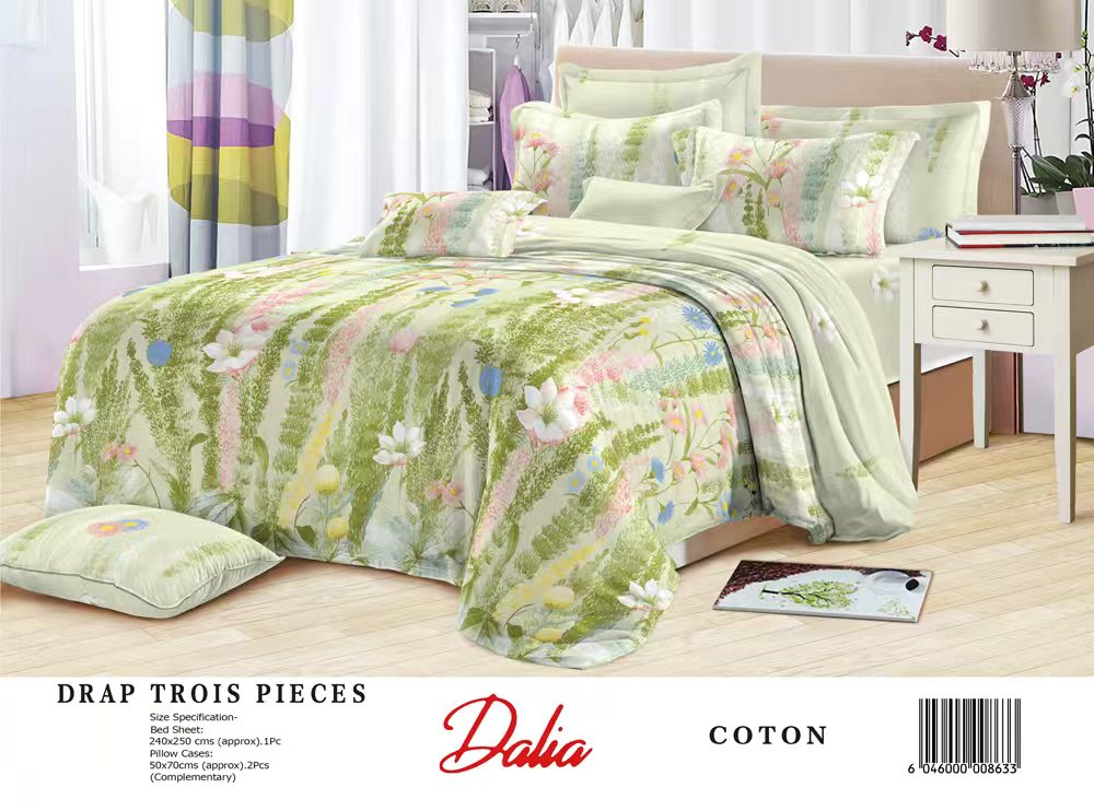 Draps Dalia – 100% Coton Égyptien – Double Lit
