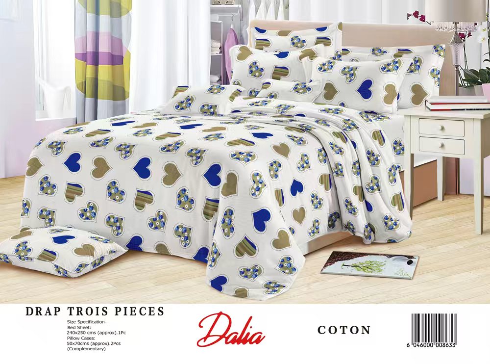Draps Dalia – 100% Coton Égyptien – Double Lit