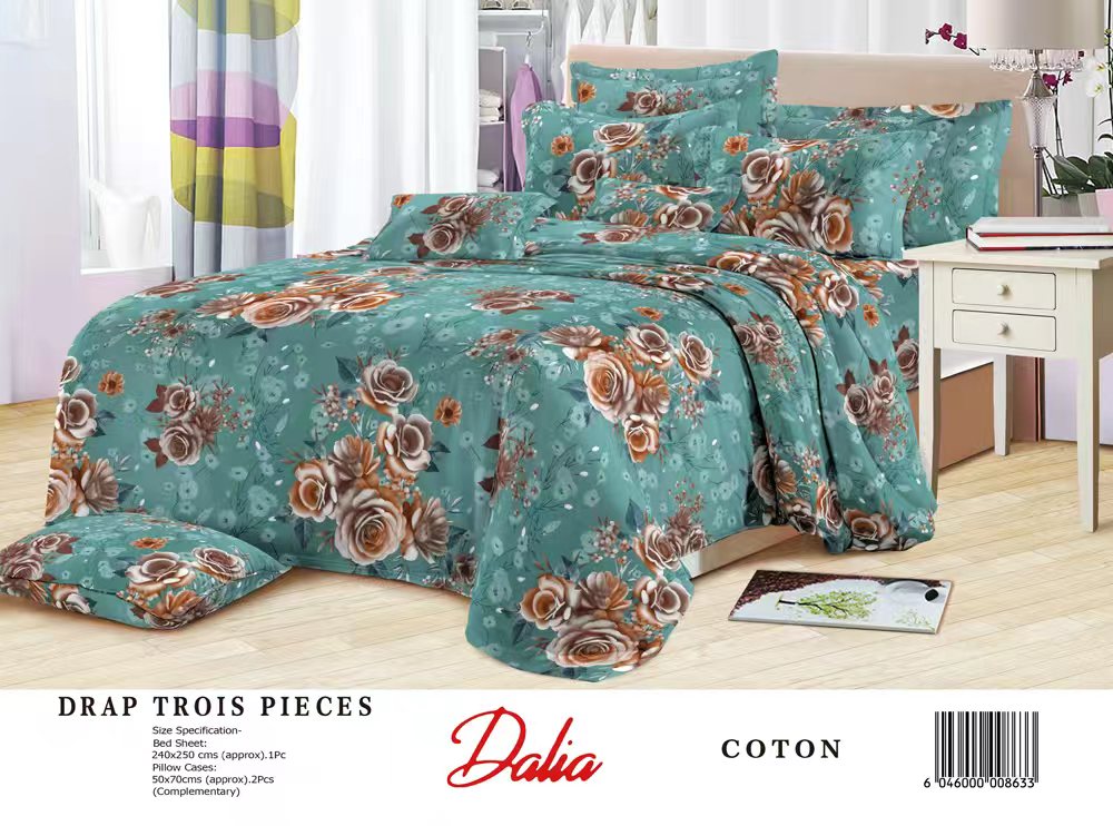 Draps Dalia – 100% Coton Égyptien – Double Lit