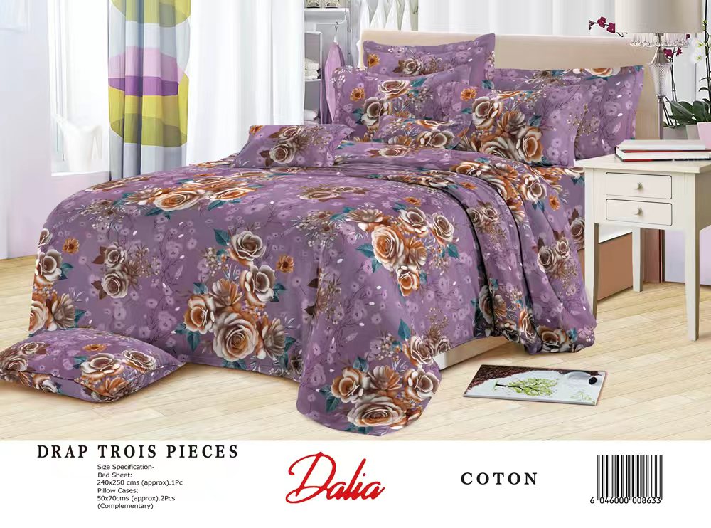 Draps Dalia – 100% Coton Égyptien – Double Lit