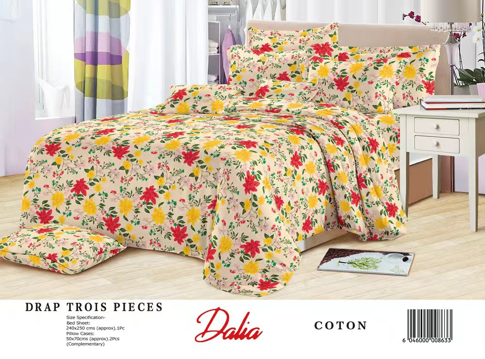 Draps Dalia – 100% Coton Égyptien – Double Lit